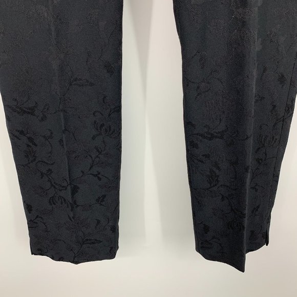 White House Black Market Pants Black Floral Jacquard Slim Ankle - Picture 4 of 9